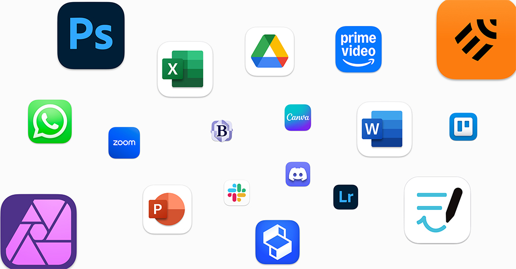 macOS z aplikacjami: Microsoft 365, Adobe Creative Cloud i Google Workspace z Gemini