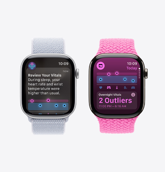 Apple Watch Series 10 – apka Parametry życiowe: tętno, oddech, temperatura, sen