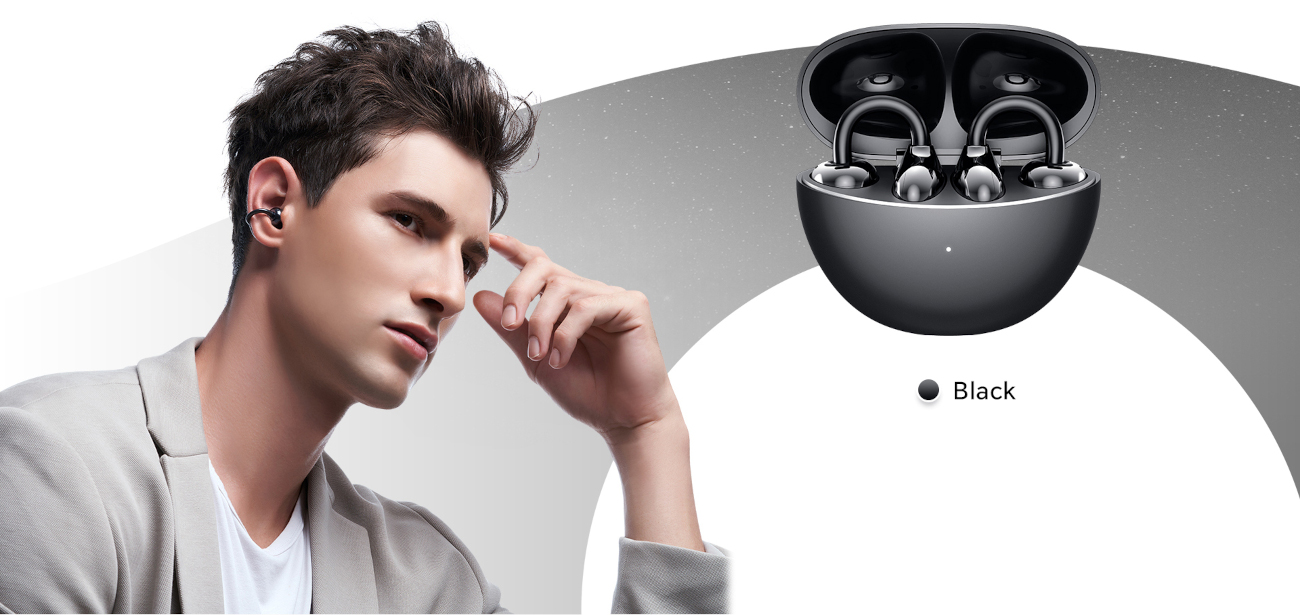 HONOR CHOICE Earbuds Clip — zbliżenie na gładką powierzchnię etui z metalicznym gradientem