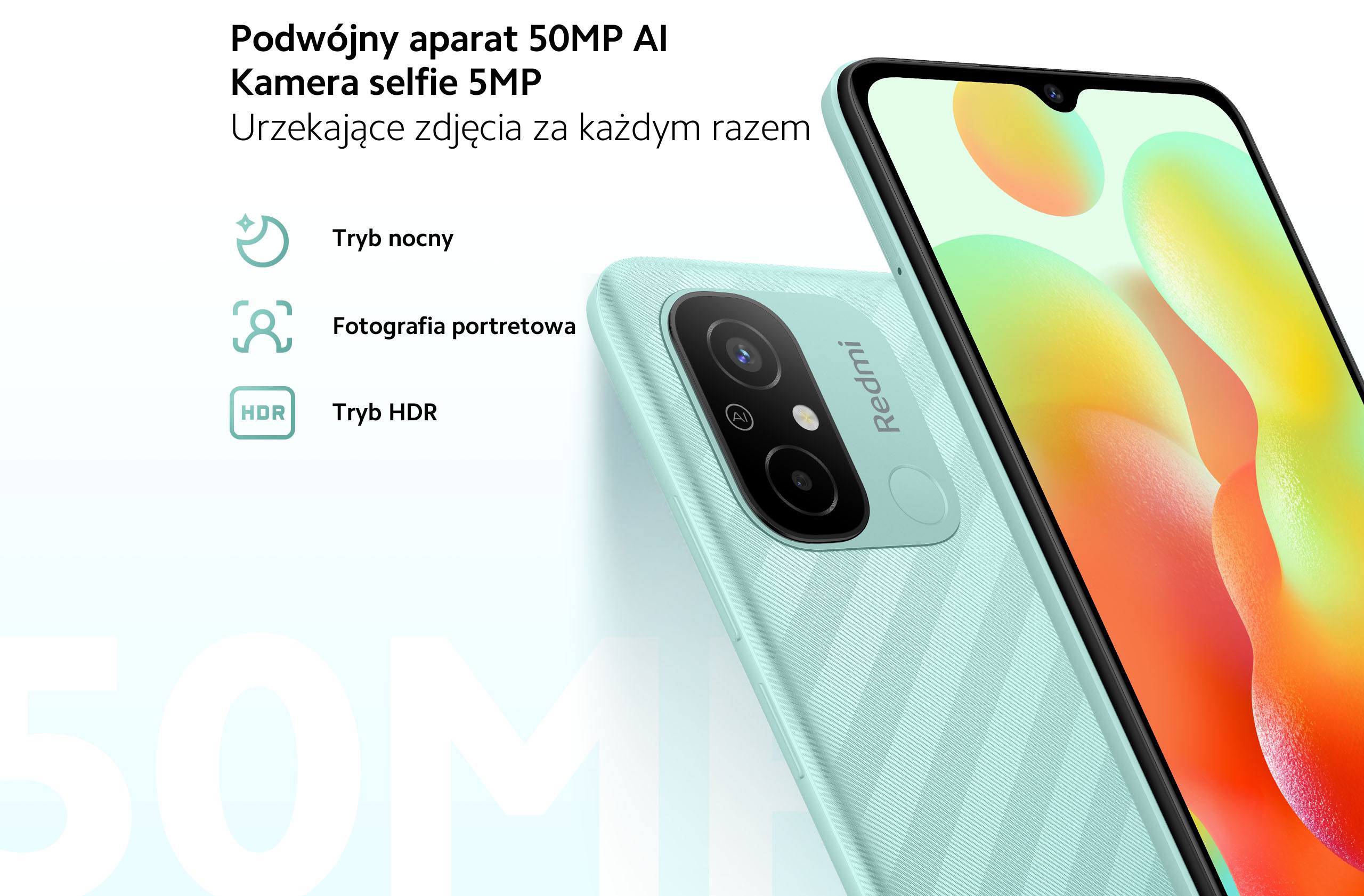 Xiaomi Redmi 12C - Podwójny aparat 50 MP AI