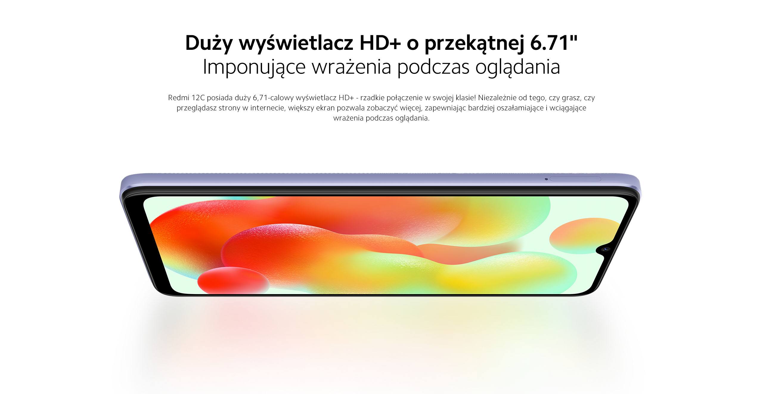 Xiaomi Redmi 12C - Duży wyświetlacz HD+