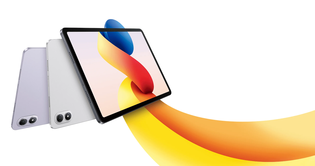 Redmi Pad 2 Pro — widok tabletu z przodu i z tyłu na neutralnym, jasnym tle