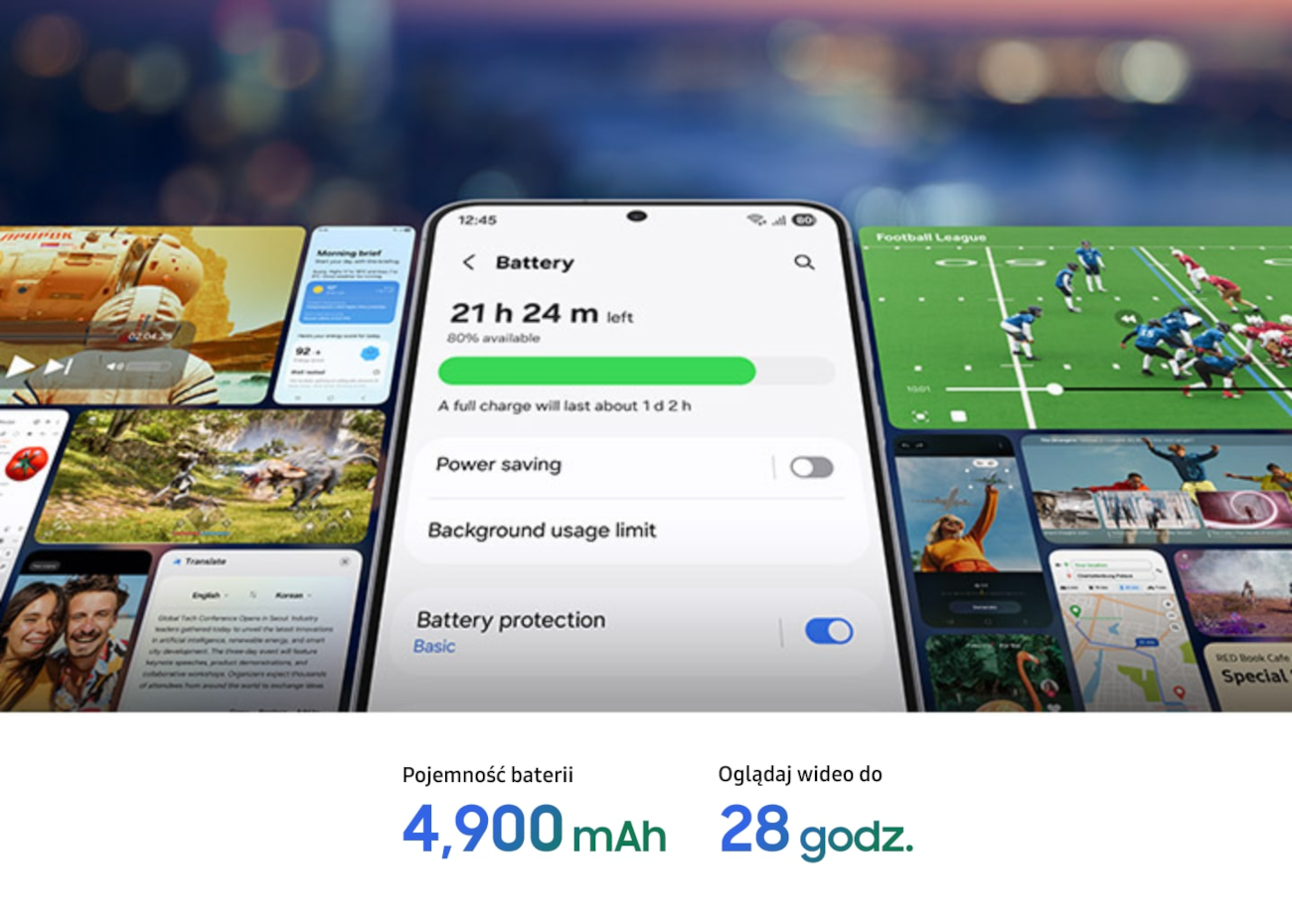 Galaxy S25 FE — akumulator 4900 mAh i szybkie ładowanie do 65% w 30 minut