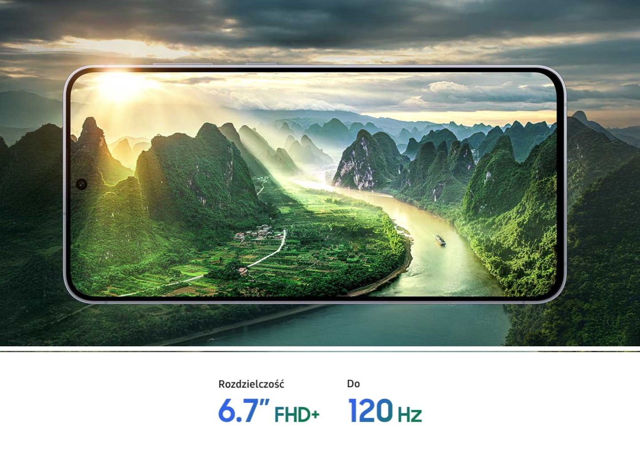 Galaxy S25 FE — ekran 6,7 cala FHD+ 120 Hz z Vision Booster i wąskimi ramkami