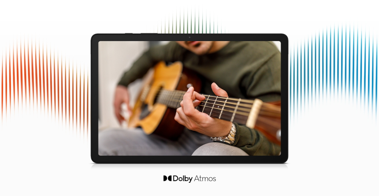 Ilustracja efektu przestrzennego dźwięku na Galaxy Tab A9