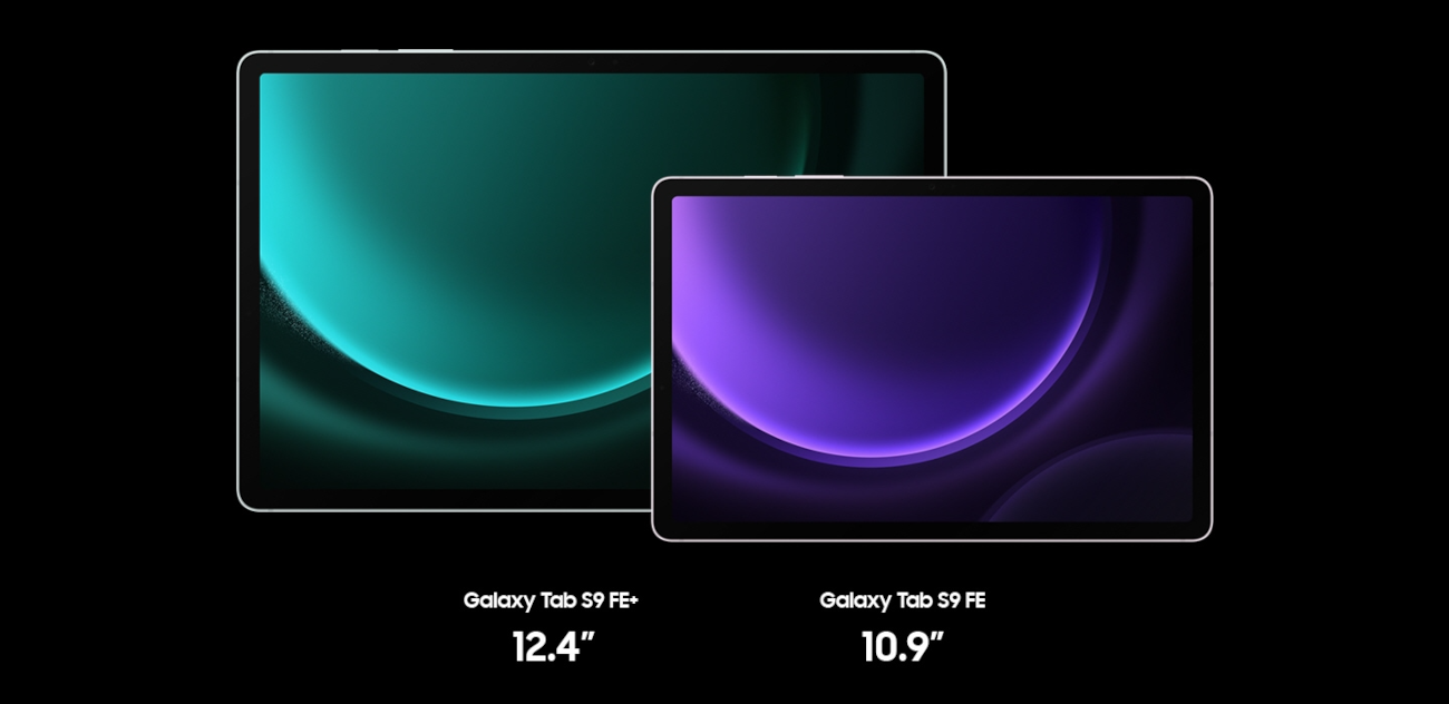Duży wyświetlacz Galaxy Tab S9 FE prezentujący barwną grafikę