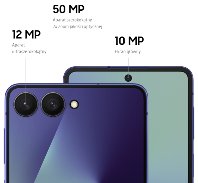 Galaxy Z Flip7 — podwójny aparat: 50 MP szeroki i 12 MP ultraszeroki